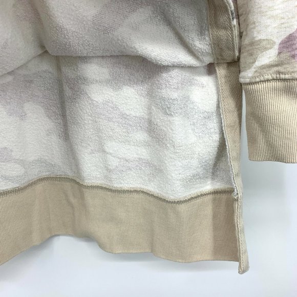 Old Navy Tunic Sweatshirt Camo Beige French Terry Crewneck Top - Picture 4 of 7